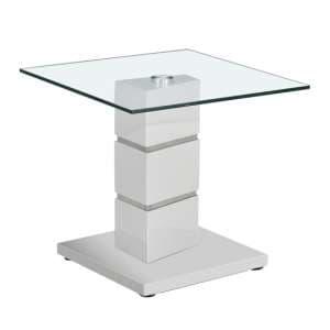 Vigo Glass End Table With Polished Stainless Steel Base - UK