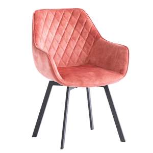 Viha Swivel Velvet Dining Chair In Pink