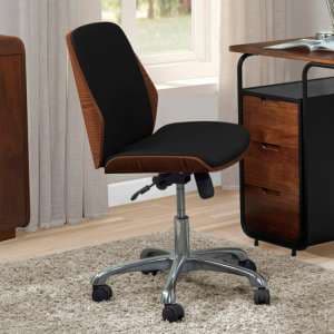 Vikena Faux Leather Office Chair In Walnut And Black - UK