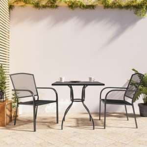 Vino Small Square Steel 3 Piece Garden Dining Set In Anthracite