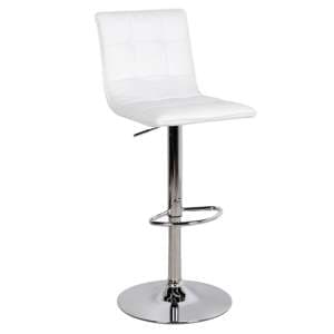 Virgo Faux Leather Bar Stool With Chrome Base In White