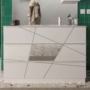Viro High Gloss 120cm Floor Vanity Unit With 3 Drawers In White