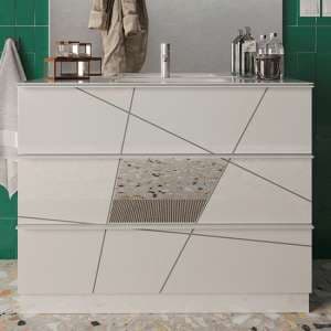 Viro High Gloss 60cm Floor Vanity Unit With 3 Drawers In White