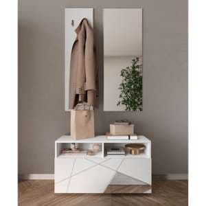Viro High Gloss Hallway Furniture Set In White - UK