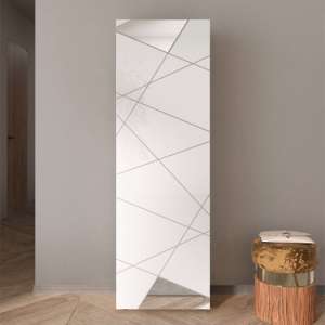 Viro Mirrored High Gloss Coat Hanger Cabinet 1 Doors In White - UK