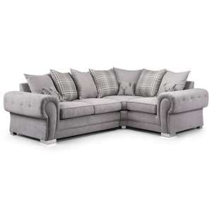 Virto Scatterback Fabric Right Hand Corner Sofa In Silver Grey