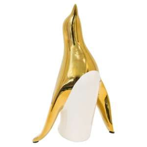 Visalia Ceramic Penguin Sculpture Small In Gold - UK