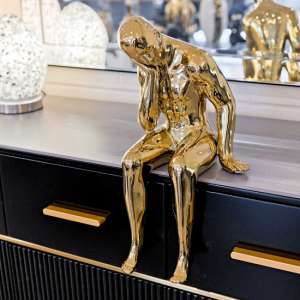 Visalia Ceramic Thinking Man Sculpture In Gold - UK