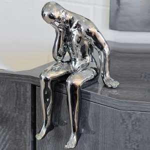 Visalia Ceramic Thinking Man Sculpture In Silver - UK