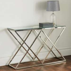 Visalia Clear Glass Console Table With Silver Metal Frame