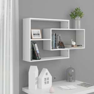 Visola High Gloss Rectangular Wall Shelves In White