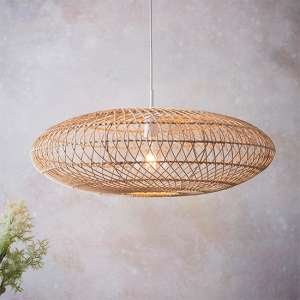 Vista Large Oval Rattan Ceiling Pendant Light In Natural