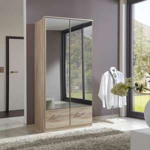 Vista Mirrored Wardrobe In Oak Effect With 2 Doors And 2 Drawers