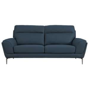 Vitelli Leather 3 Seater Sofa In Indigo Blue