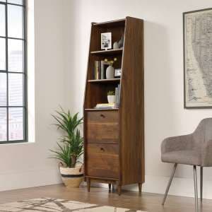 Vittoria Wooden Narrow Bookcase In Walnut And Black