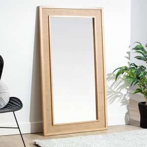 Vlore Long Floor Cheval Mirror With Natural Wooden Frame - UK