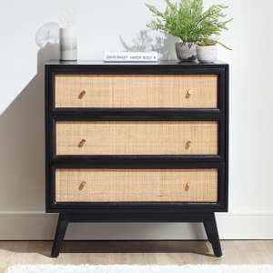 Vlore Wooden Chest Of 3 Drawers In Black - UK