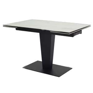 Volos Extending Ceramic Marble Dining Table In White - UK