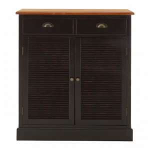 Vorgo Wooden Storage Cabinet With 2 Doors 2 Drawers In Black - UK