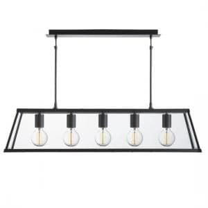 Voyager 5 Light Lantern In Matt Black And Clear Glass Shade