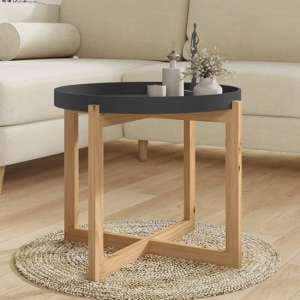 Wabana Large Round Wooden Coffee Table In Black And Natural