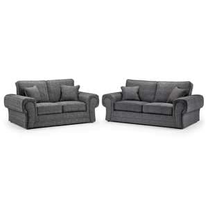 Walcott Fabric 3+2 Seater Sofa Set In Grey - UK