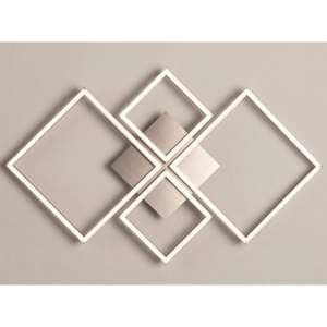 Wall Art 4 Square LED Wall Flush Fitting Light In Satin Silver - UK