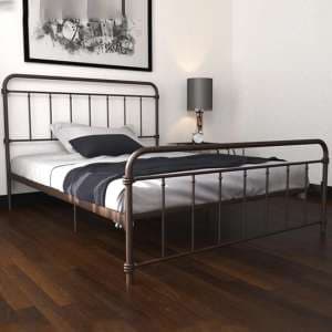 Wallach Metal King Size Bed In Bronze - UK