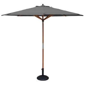 Walsall Grey Polyester Parasol With Wooden Pole And Base - UK