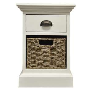 Wantagh 1 Drawer And 1 Basket Side Table In Antique White