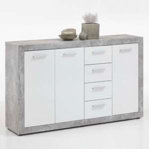 Waples Sideboard Wide In Concrete And White With 3 Doors