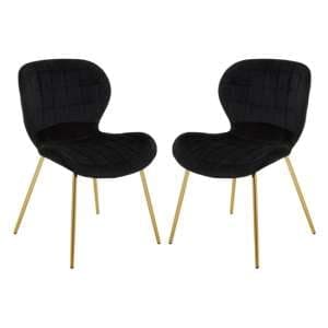 Warden Black Velvet Dining Chairs With Gold Legs In A Pair