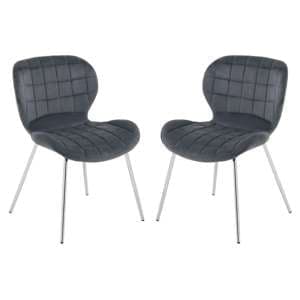 Warden Grey Velvet Dining Chairs With Silver Legs In A Pair