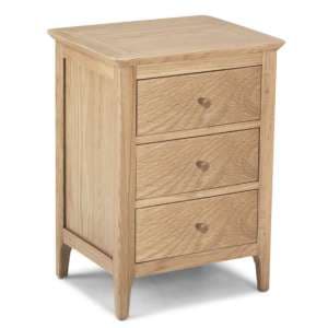 Wardle Wooden Bedside Cabinet In Crafted Solid Oak With 3 Drawer - UK