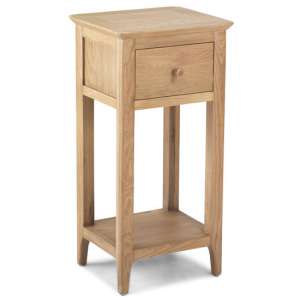 Wardle Wooden Side Table In Crafted Solid Oak With 1 Drawer - UK