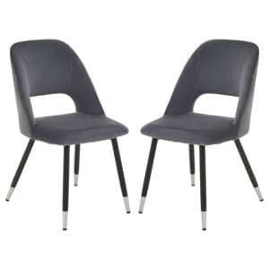 Warns Grey Velvet Dining Chairs With Silver Foottips In A Pair - UK