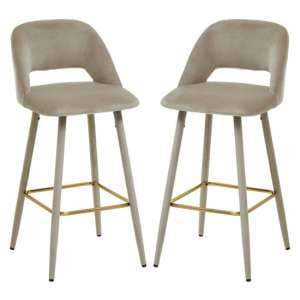 Warns Mink Velvet Bar Chairs With Gold Footrest In A Pair - UK