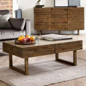 Warsaw Reclaimed Pine Wood Coffee Table With 2 Drawers