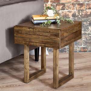 Warsaw Reclaimed Pine Wood Lamp Table With 1 Drawer - UK