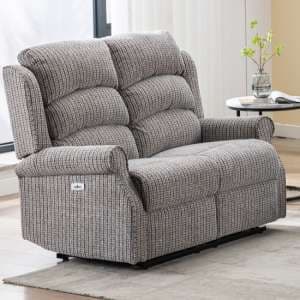 Warth Electric Fabric Recliner 2 Seater Sofa In Latte - UK