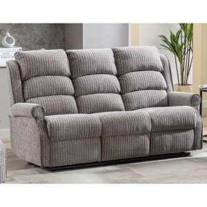 Warth Electric Fabric Recliner 3 Seater Sofa In Latte - UK