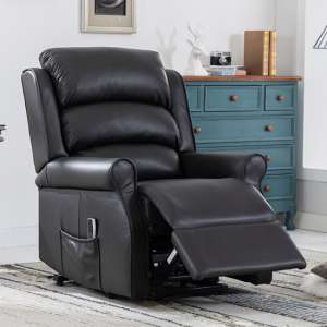 Warth Electric Leather Lift And Tilt Recliner Armchair In Black - UK