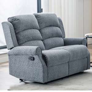Warth Manual Fabric Recliner 2 Seater Sofa In Steel Blue - UK