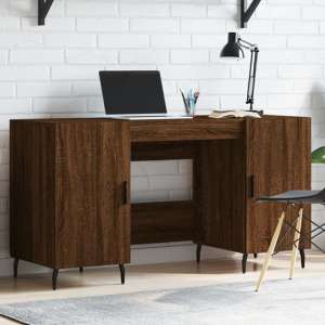 Waterford Wooden Computer Desk With 2 Doors In Brown Oak