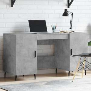 Waterford Wooden Computer Desk With 2 Doors In Concrete Effect