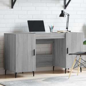 Waterford Wooden Computer Desk With 2 Doors In Grey Sonoma Oak