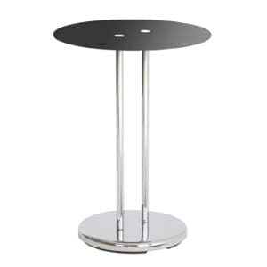 Watkins Round Glass Side Table In Black With Chrome Base