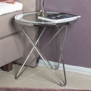 Watkins Round Glass Side Table With Chrome Metal Legs - UK