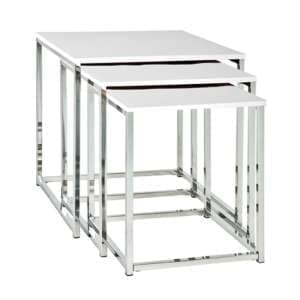 Watkins Square High Gloss Set Of 3 Side Tables In White