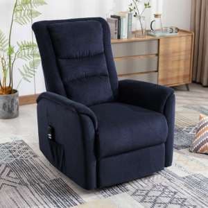 Waves Electric Fabric Lift And Tilt Recliner Armchair In Blue - UK